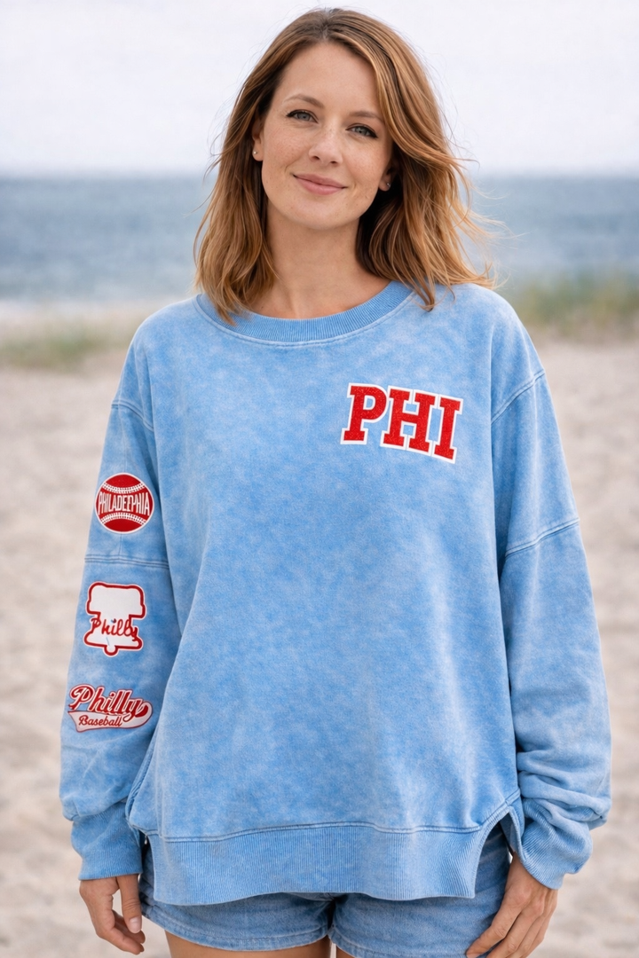Philly Multi Patch Crewneck Sweatshirt
