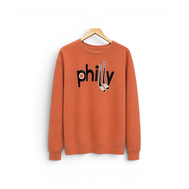 Philly Hockey Sticks Terracotta Crew Sweatshirt