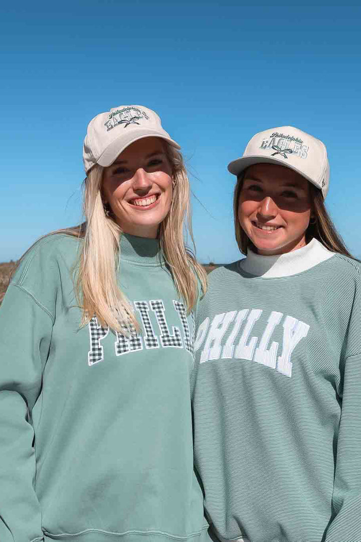 Philly Football Corduroy Patch Striped Mock Neck Sweatshirt