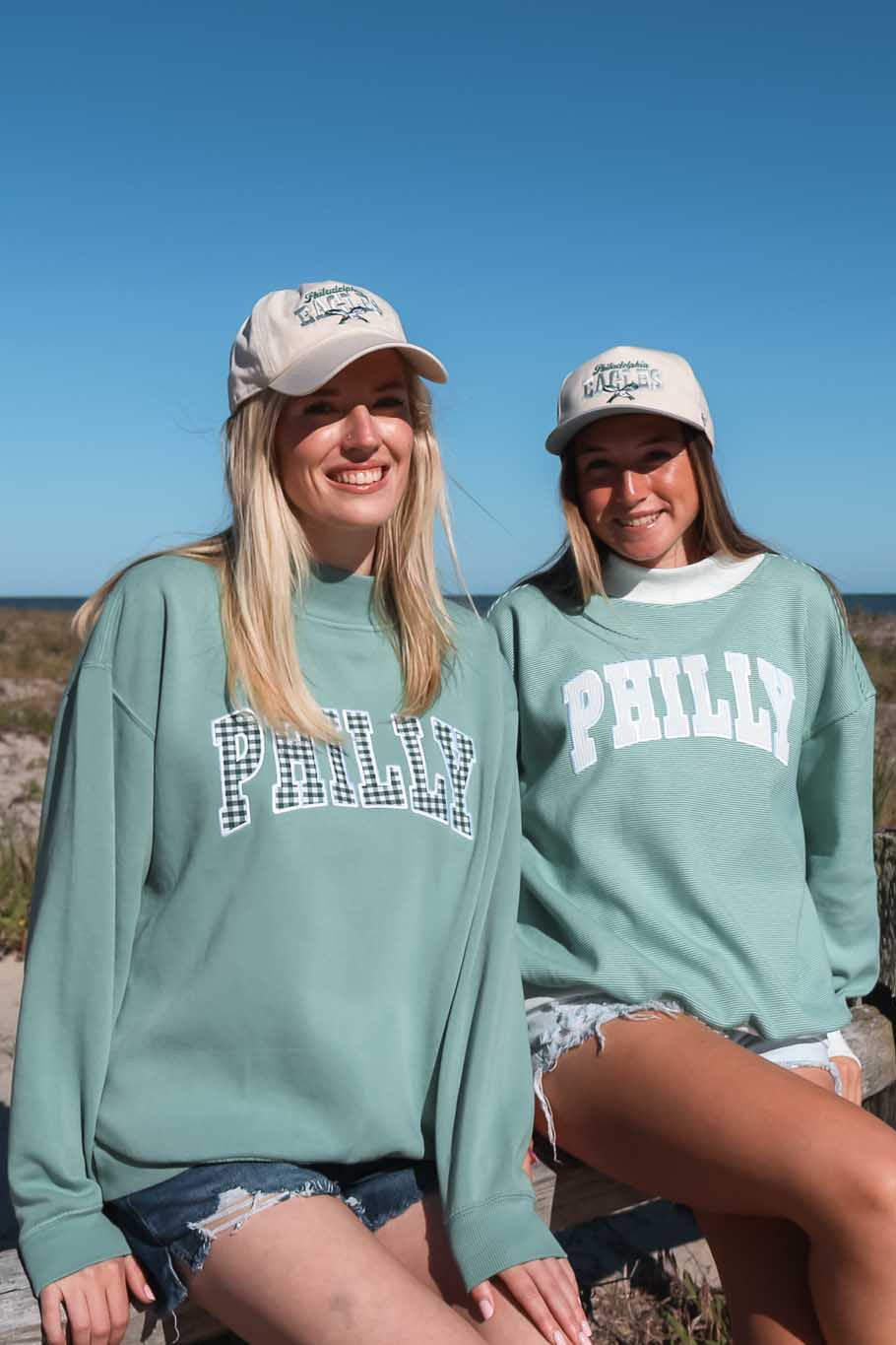 Philly Football Gingham Patch Washed Mock Neck Sweatshirt