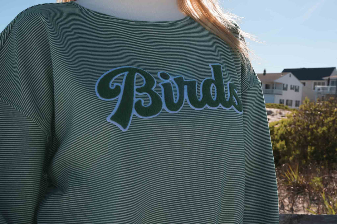 Philly Birds Chenille Patch Striped Mock Neck Sweatshirt