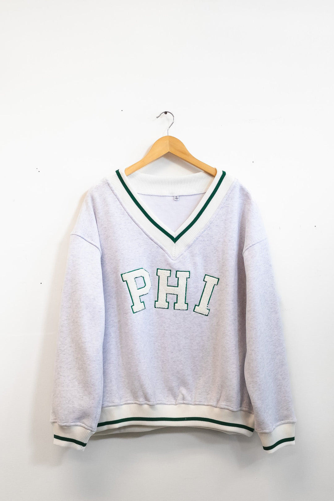 Philly Football PHI Chenille Patch V Neck Sweatshirt