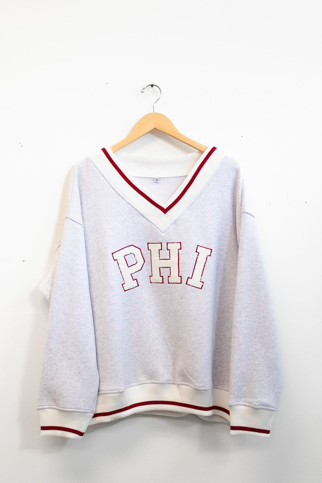 Philly Baseball PHI Chenille Patch V Neck Sweatshirt