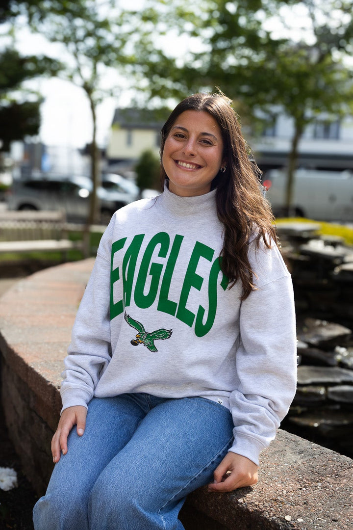 Philadlephia Eagles Retro Gray Mock Neck Sweatshirt