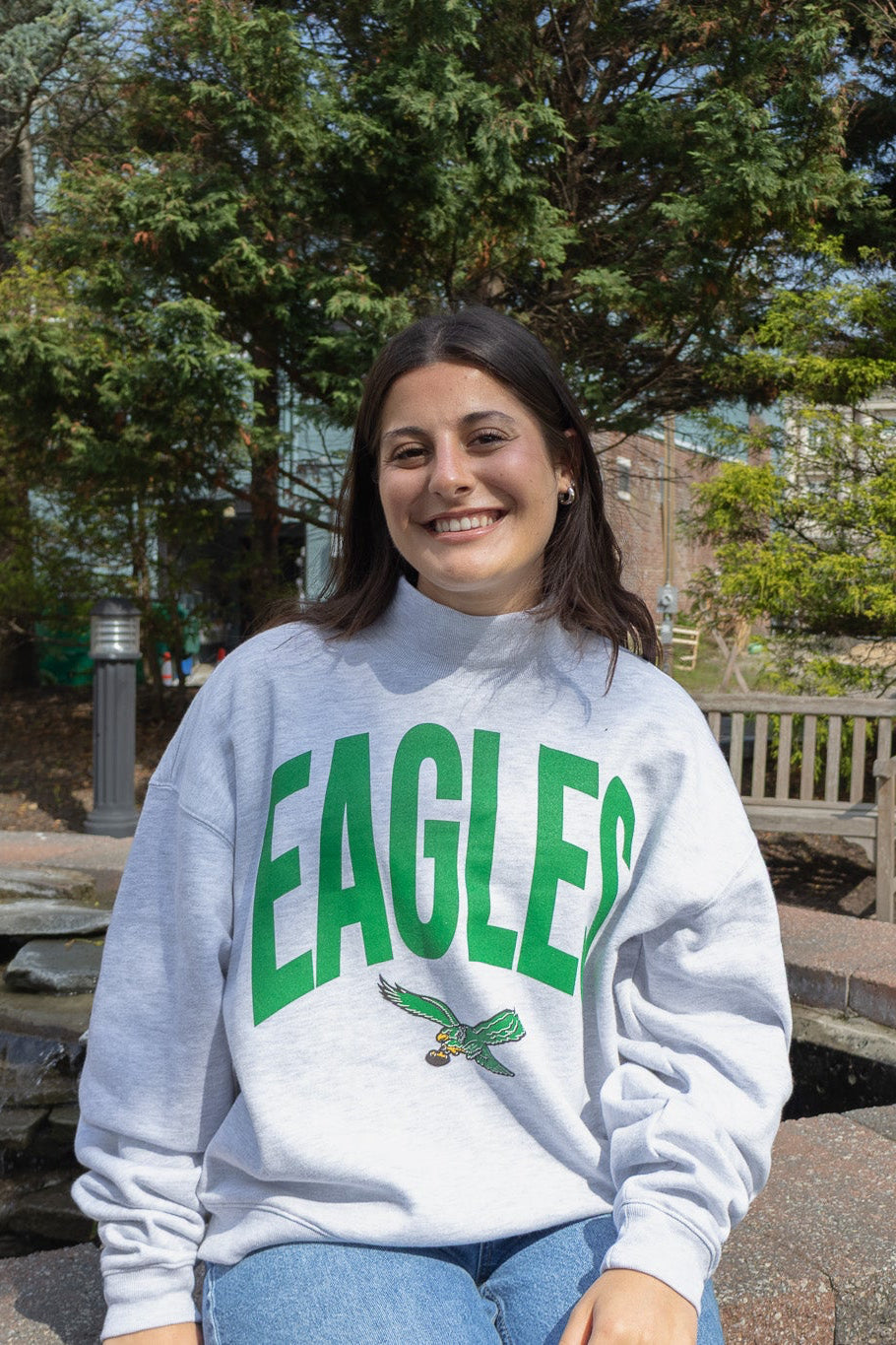 Philadlephia Eagles Retro Gray Mock Neck Sweatshirt