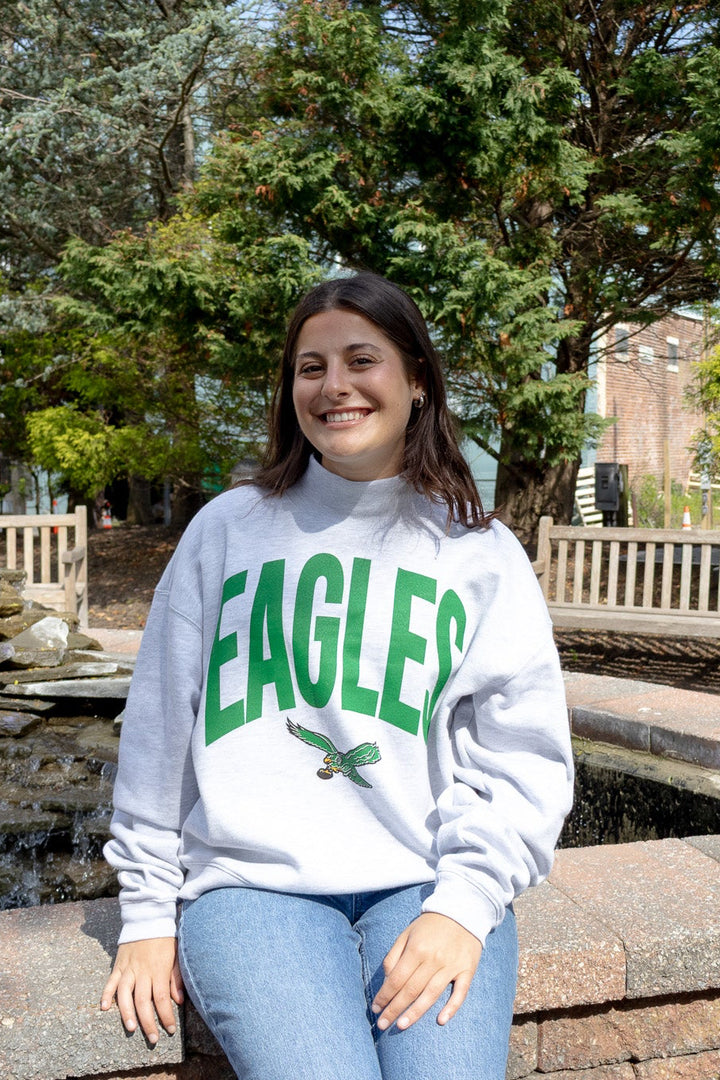 Philadlephia Eagles Retro Gray Mock Neck Sweatshirt