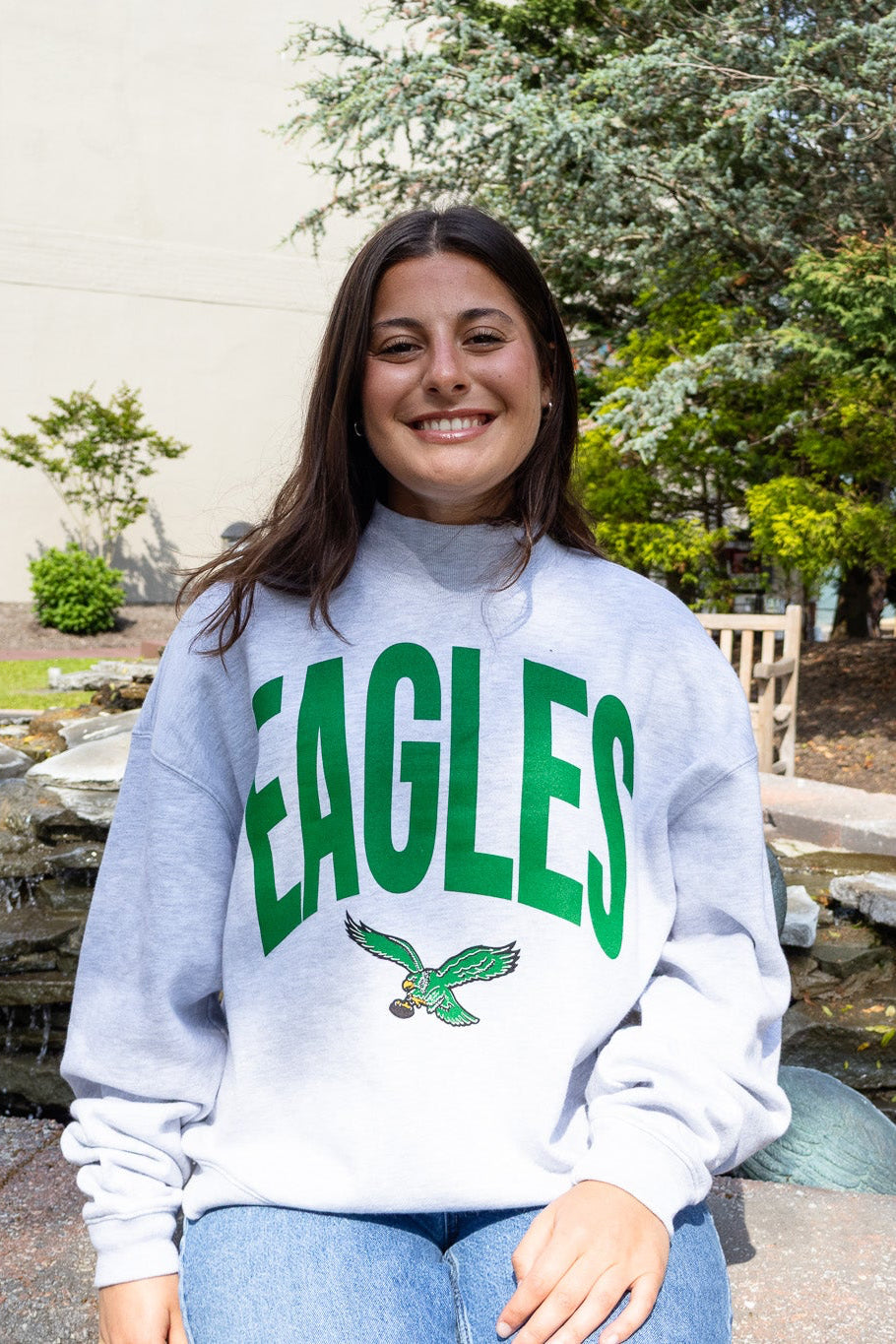 Philadlephia Eagles Retro Gray Mock Neck Sweatshirt