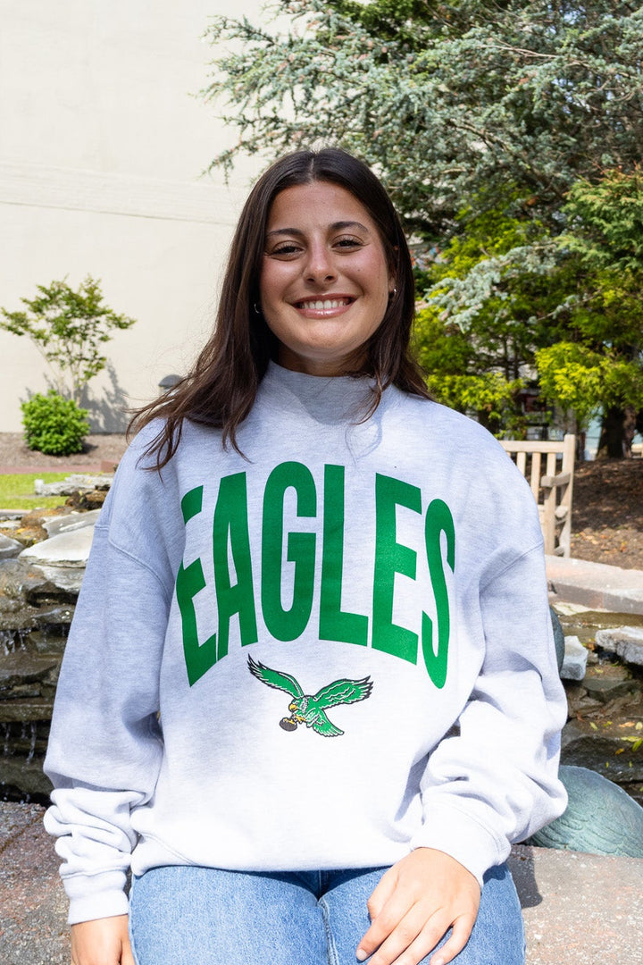 Philadlephia Eagles Retro Gray Mock Neck Sweatshirt