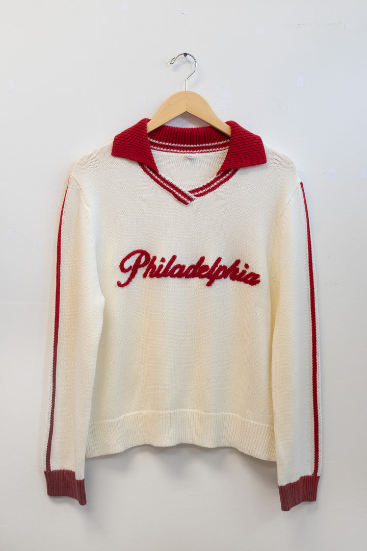 Philadelphia Baseball Chenille Collared Sweater