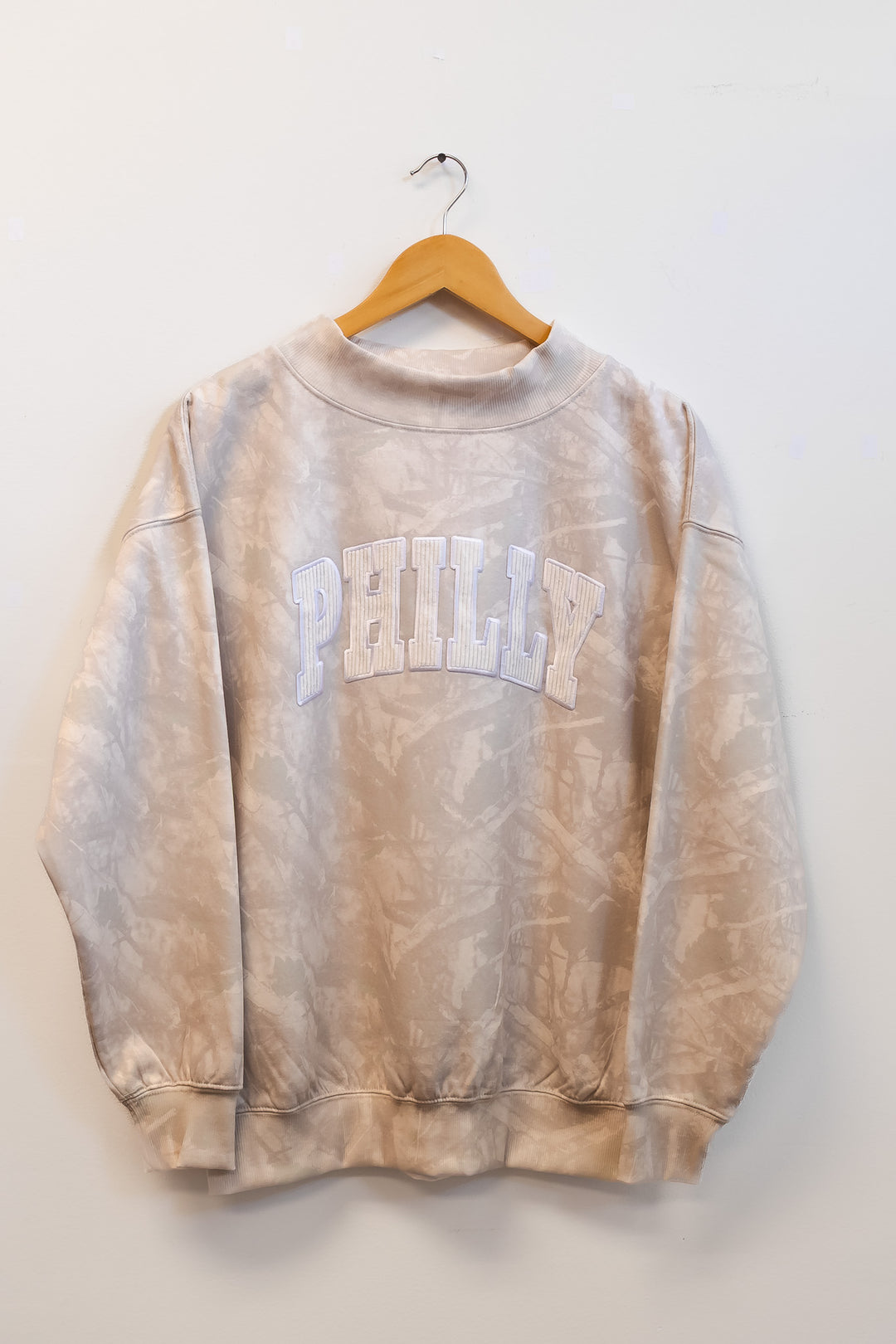 Philly Football Beige Camo Corduroy Patch Mock Neck