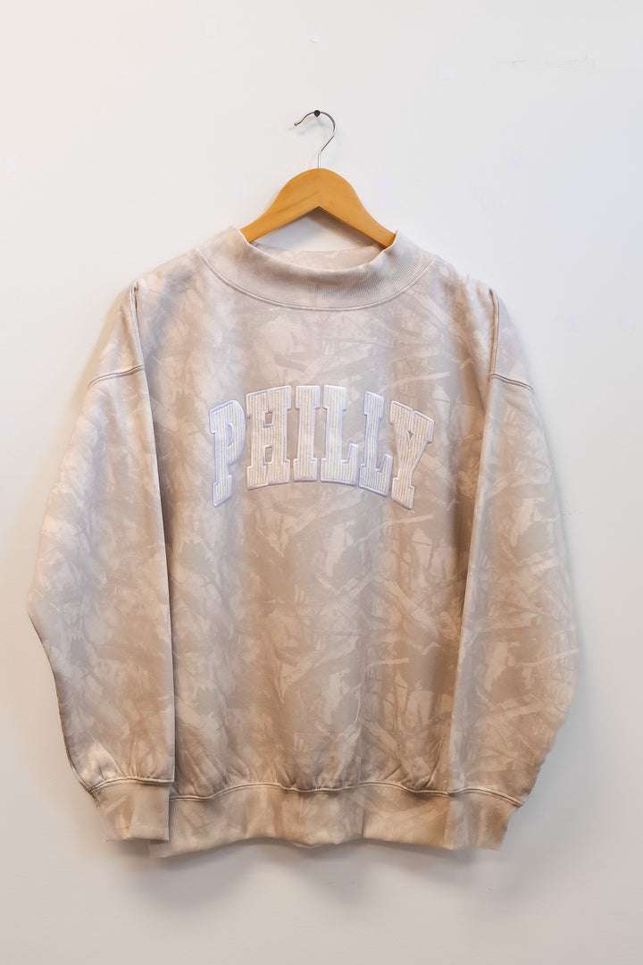 Philly Football Beige Camo Corduroy Patch Mock Neck