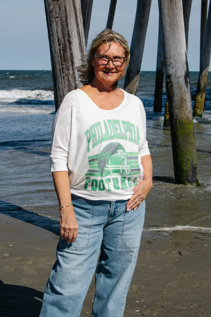 Philly Football 3/4 Dolman Sleeve Top