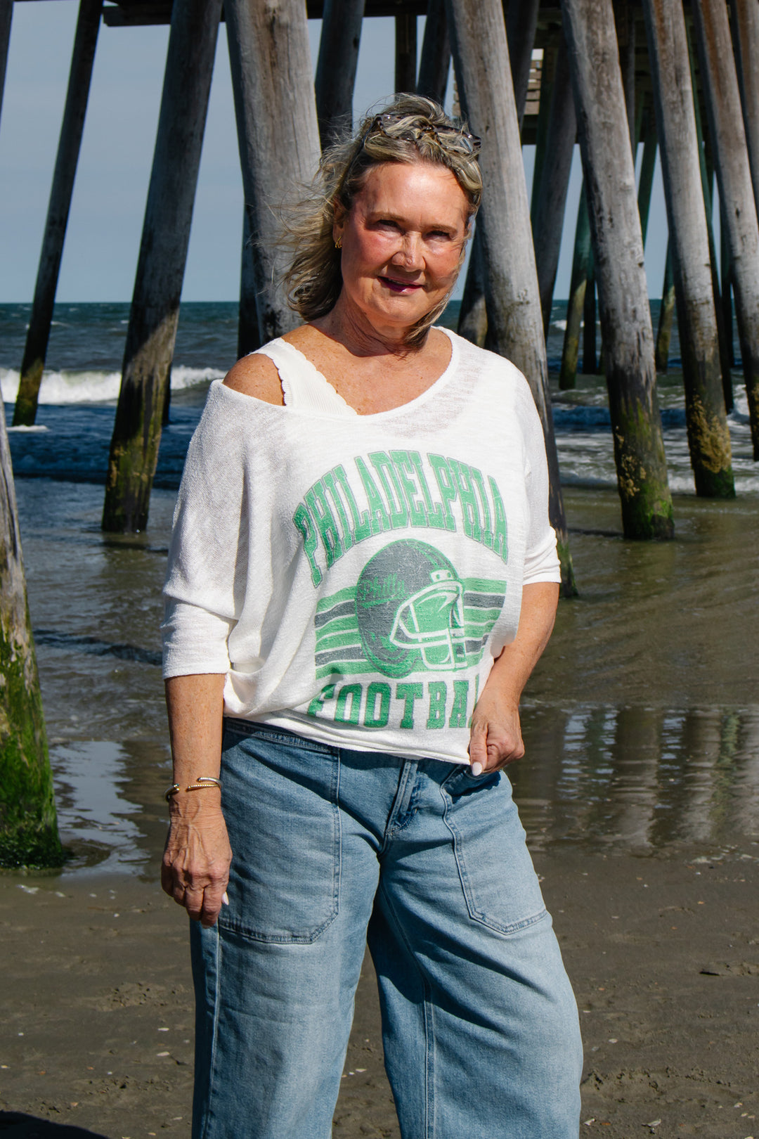 Philly Football 3/4 Dolman Sleeve Top