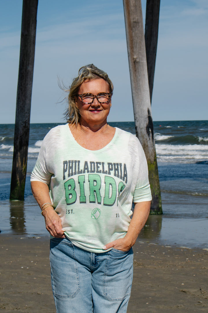 Philly Birds Tie Dye 3/4 Dolman Sleeve Top