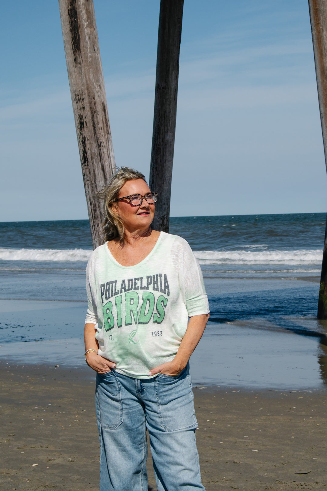 Philly Birds Tie Dye 3/4 Dolman Sleeve Top