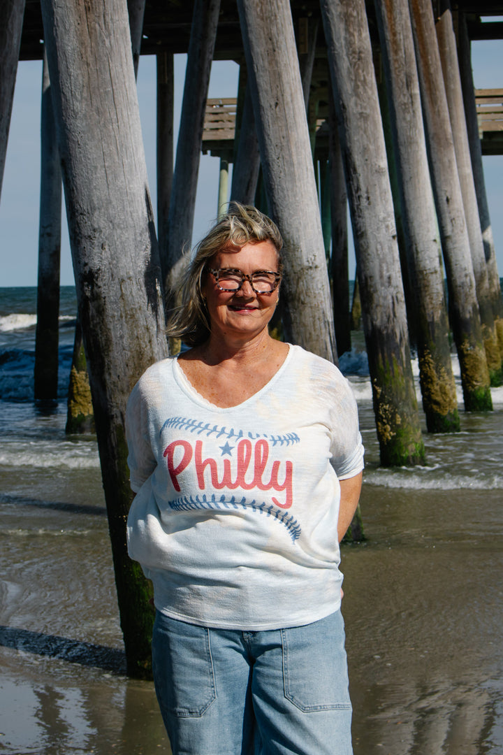 Philly Baseball 3/4 Dolman Sleeve Top