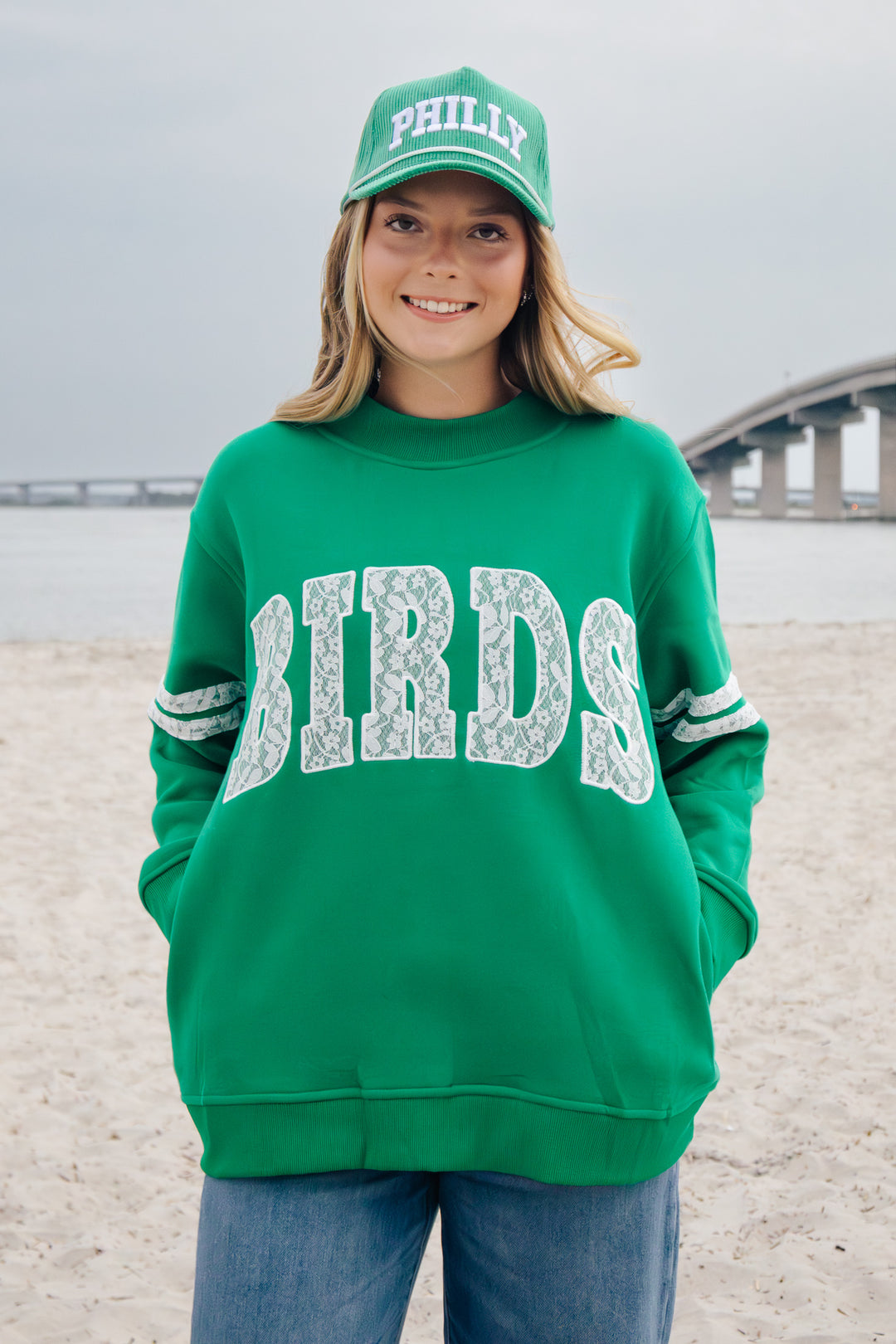 Philly Birds Kelly Lace Mock Neck