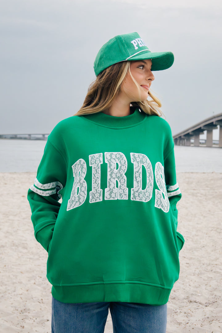 Philly Birds Kelly Lace Mock Neck