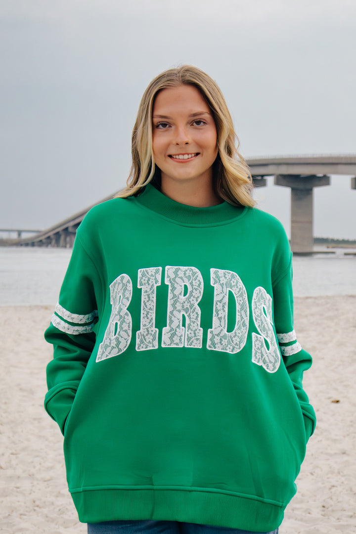 Philly Birds Kelly Lace Mock Neck