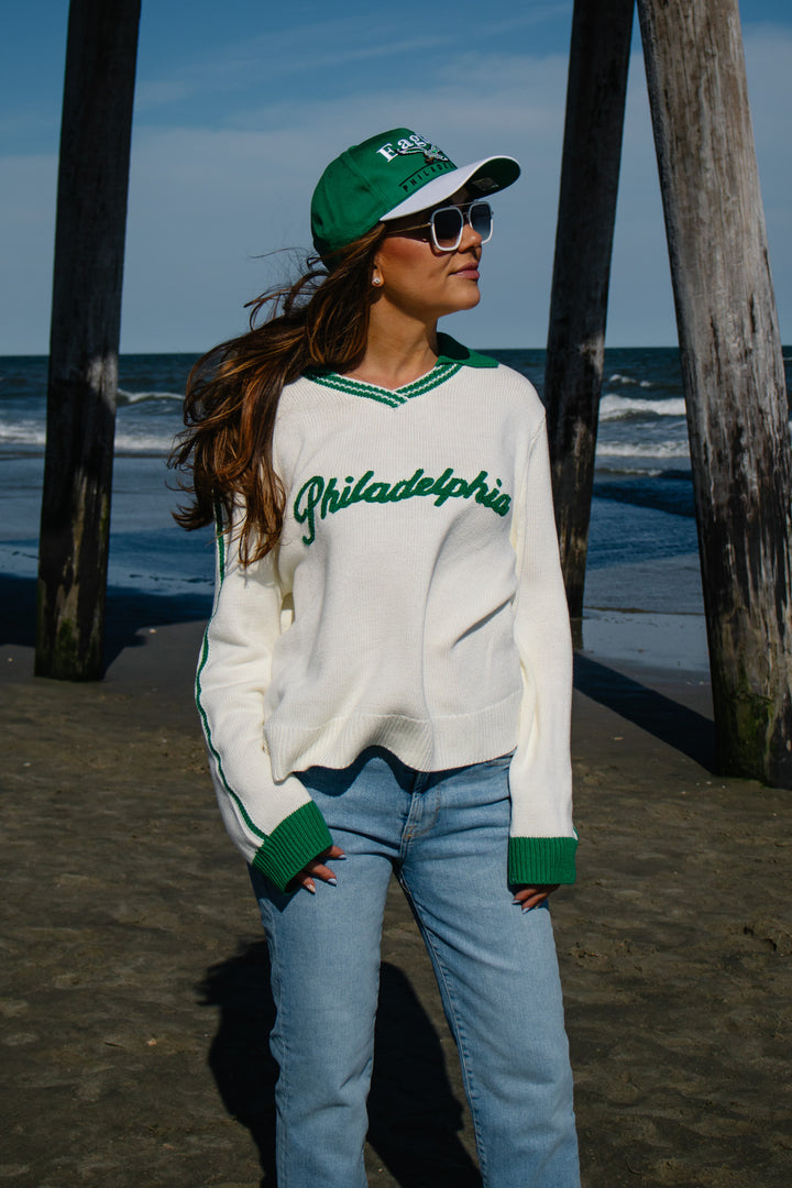 Philadelphia Football Chenille Collared Sweater