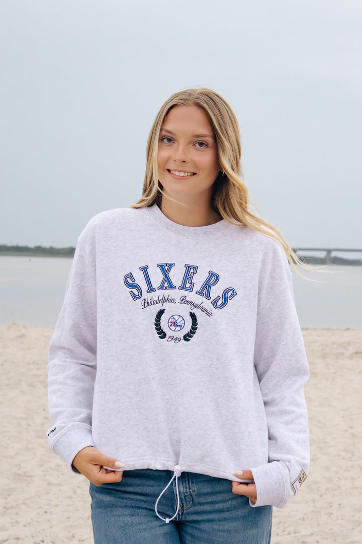 Philadelphia 76ers Crop Fleece Toggle Crewneck