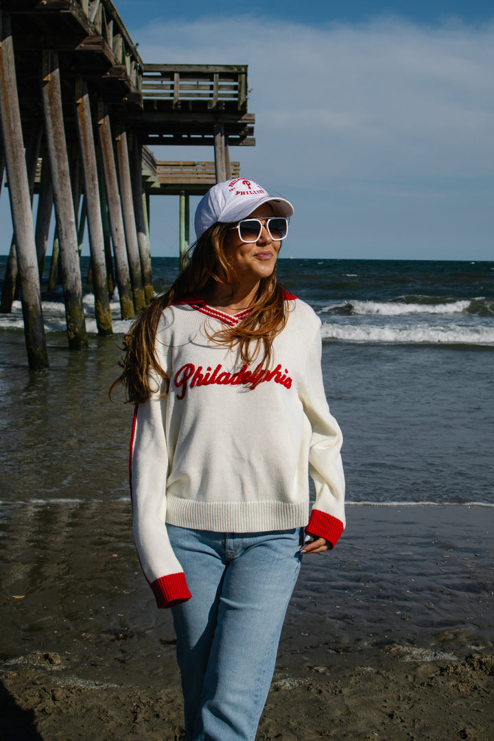 Philadelphia Baseball Chenille Collared Sweater
