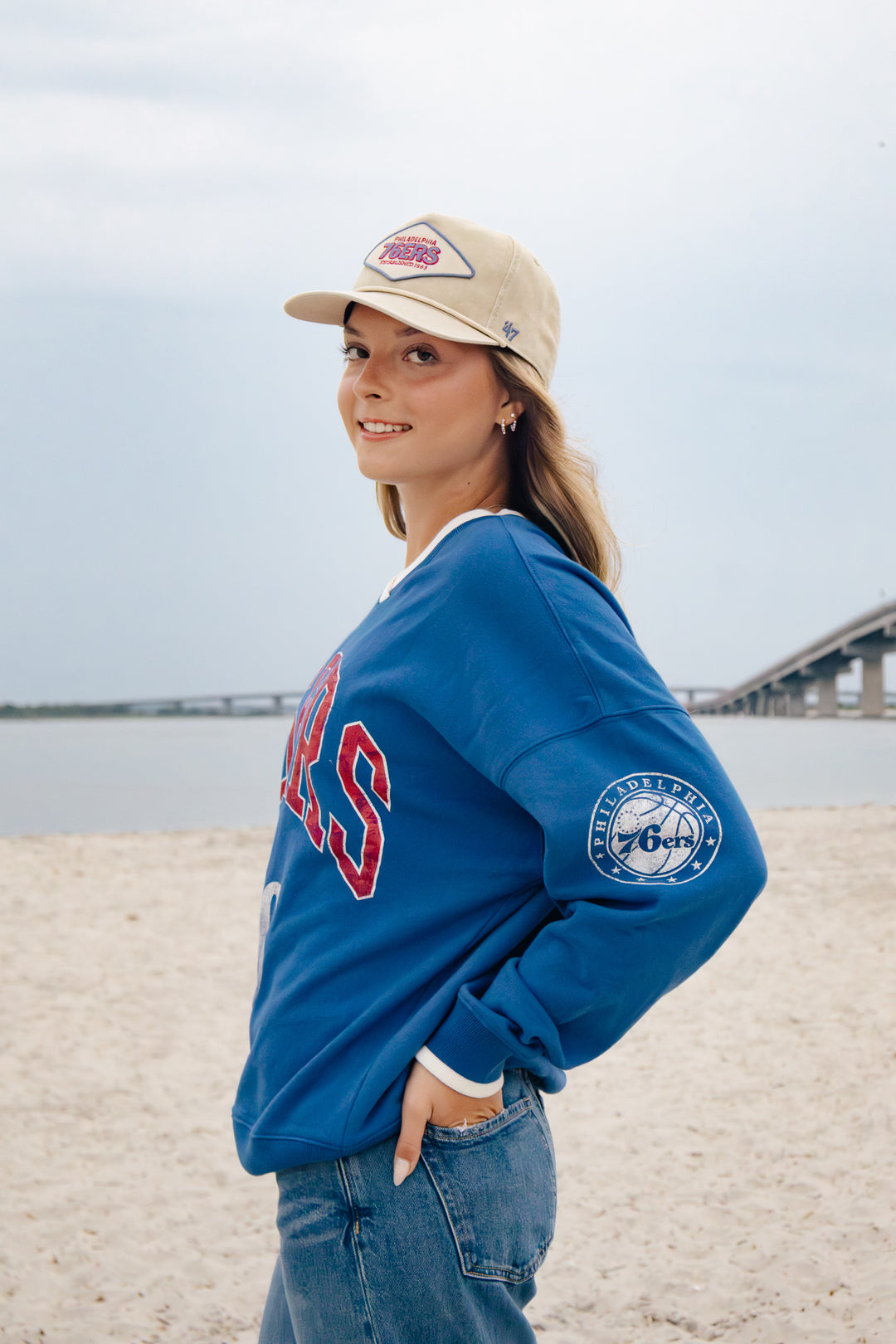 Philadelphia 76ers Blue Clubhouse V neck Sweatshirt