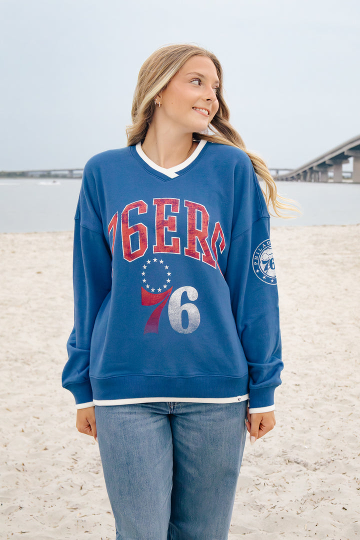 Philadelphia 76ers Blue Clubhouse V neck Sweatshirt