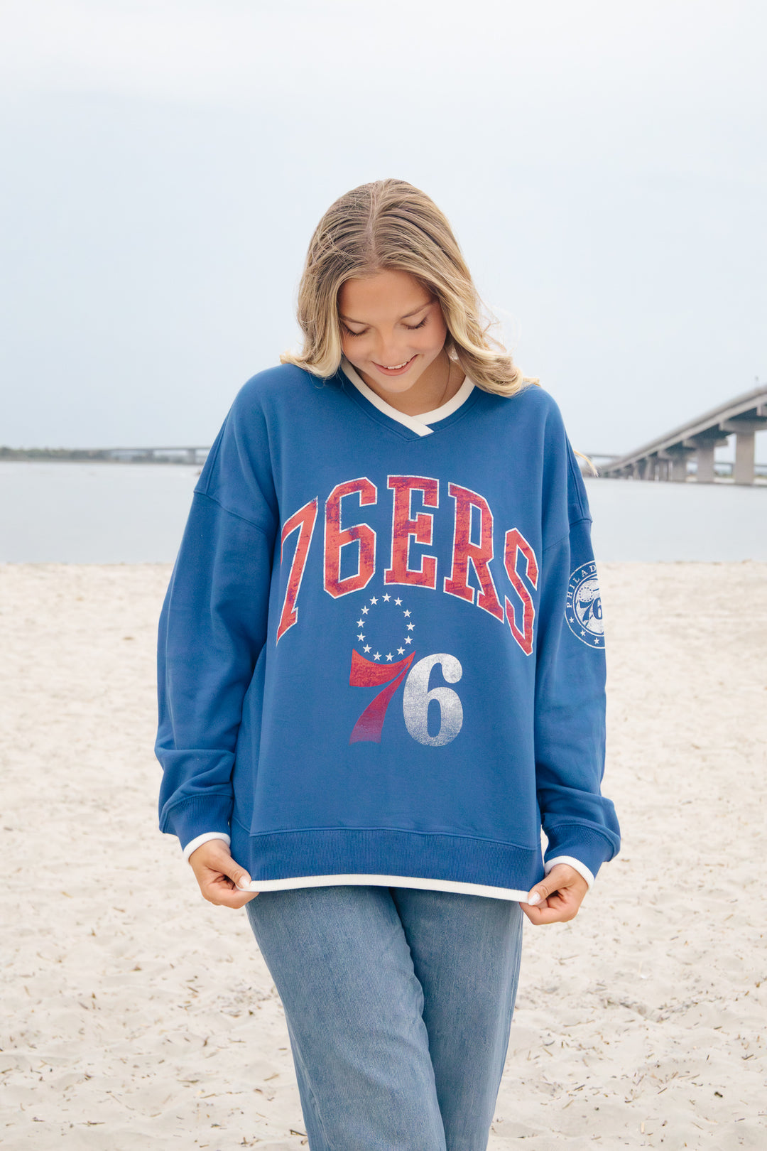 Philadelphia 76ers Blue Clubhouse V neck Sweatshirt
