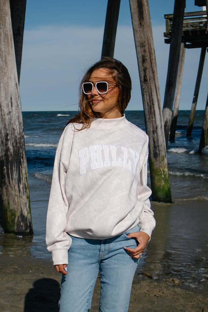 Philly Football Beige Camo Corduroy Patch Mock Neck