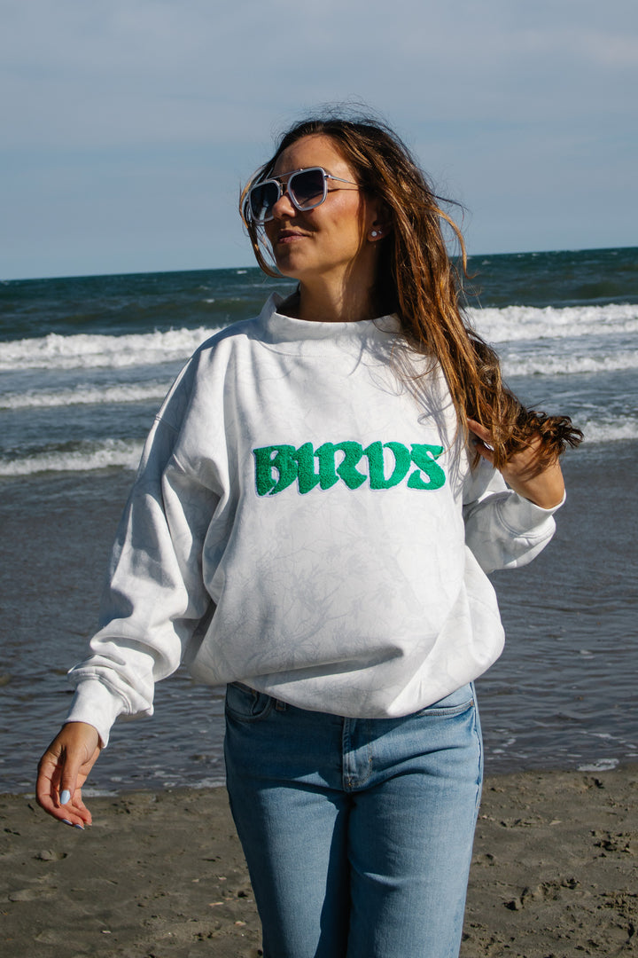 Philly Football Whiteout Chenille Birds Mock Neck