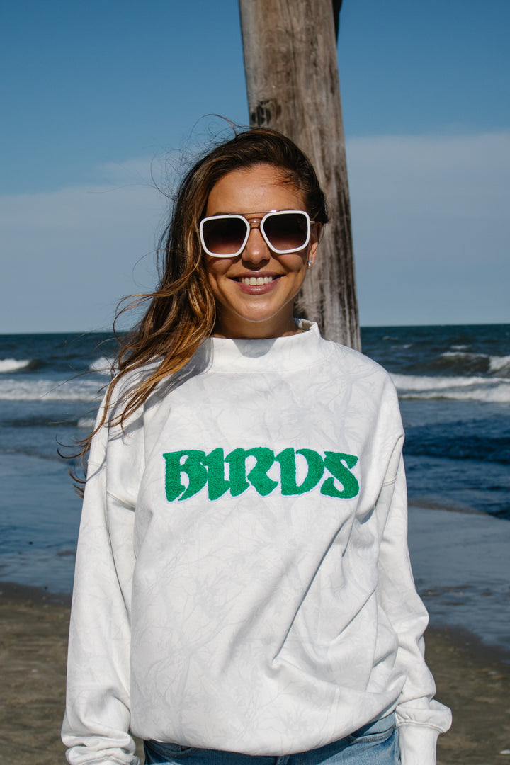 Philly Football Whiteout Chenille Birds Mock Neck