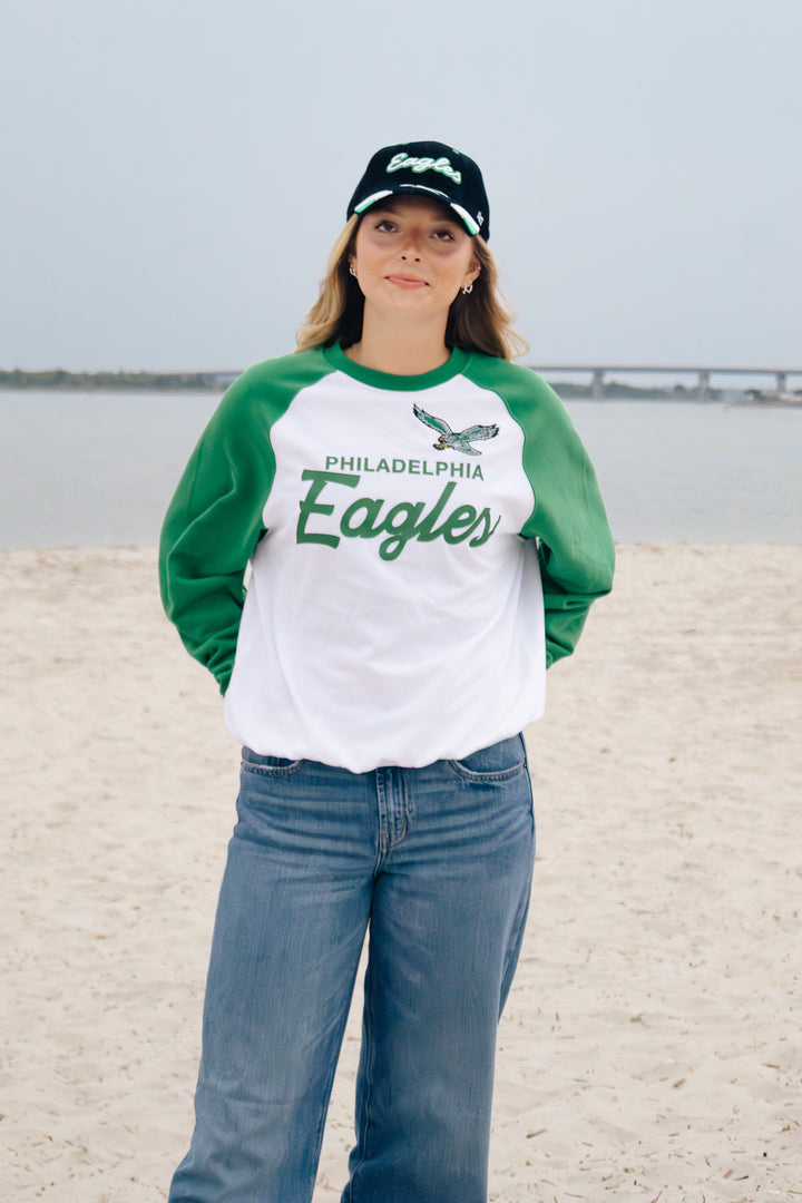 Philadelphia Eagles White/Kelly Green Head Coach Lightweight Raglan Sweatshirt
