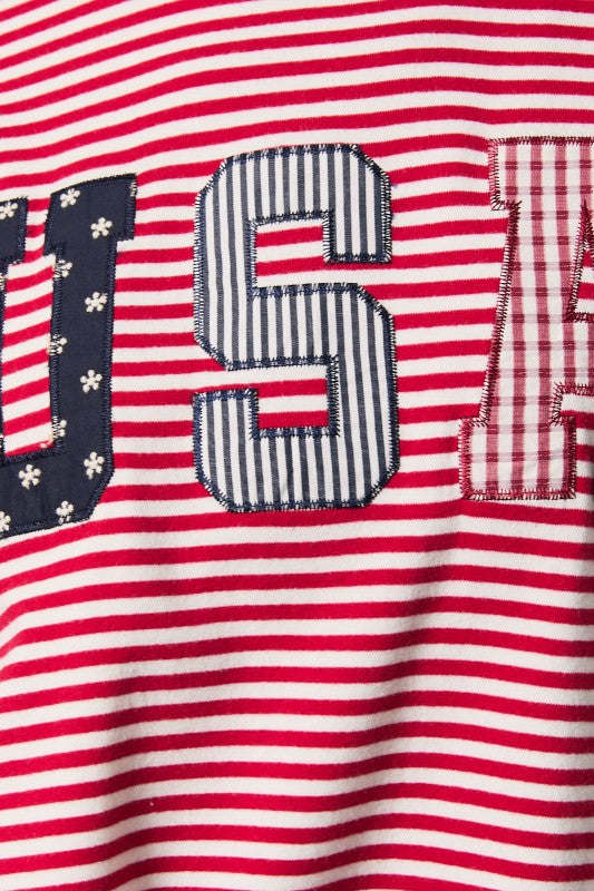 USA Polka Dot Stripes Mock Neck Sweatshirt