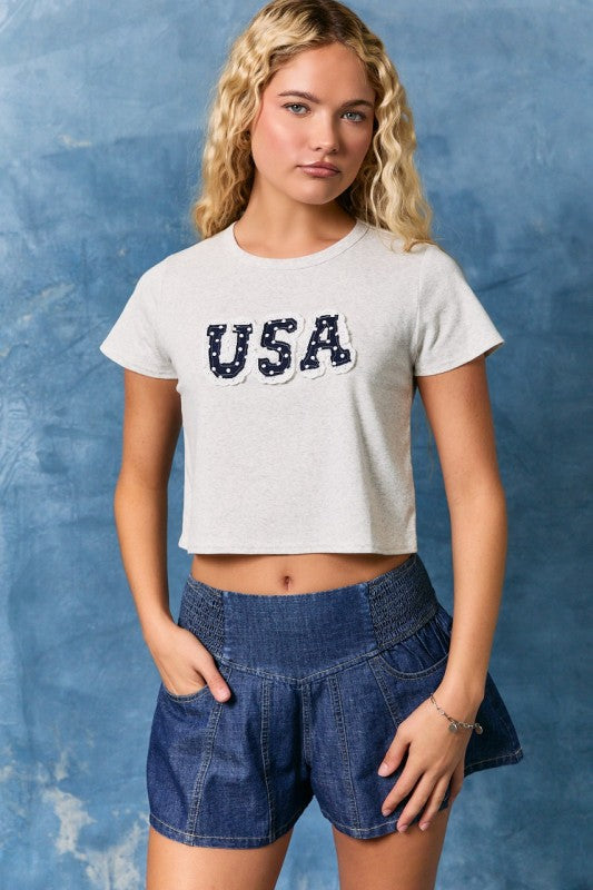 USA Polka Dot Appliqué Baby Tee