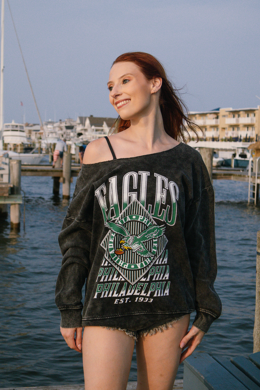 Philadelphia Eagles Off The Shoulder Sweatshirt