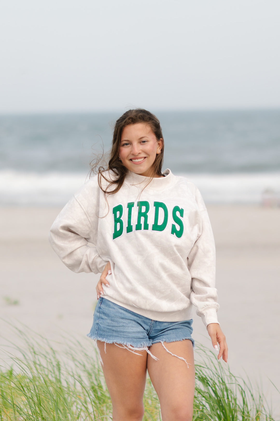 Philly Football Beige Camo Birds Patch Mock Neck