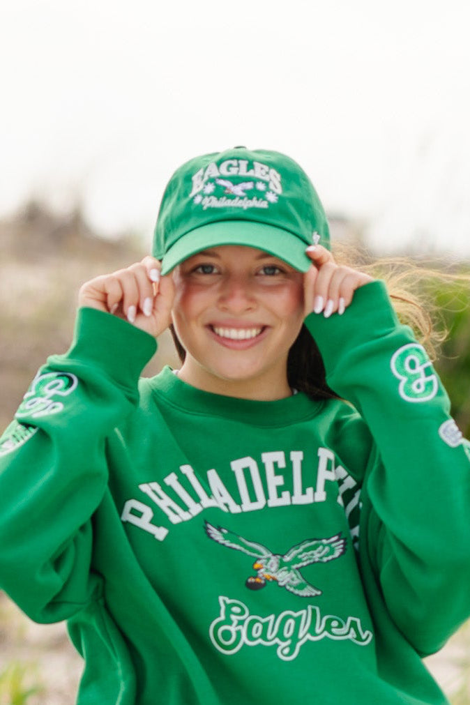 Philadelphia Eagles Kelly Bling Crew Sweatshirt