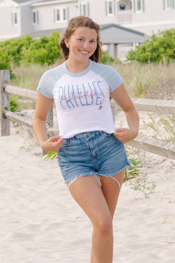 Philadelphia Phillies Light Blue &amp; Maroon Baby Tee