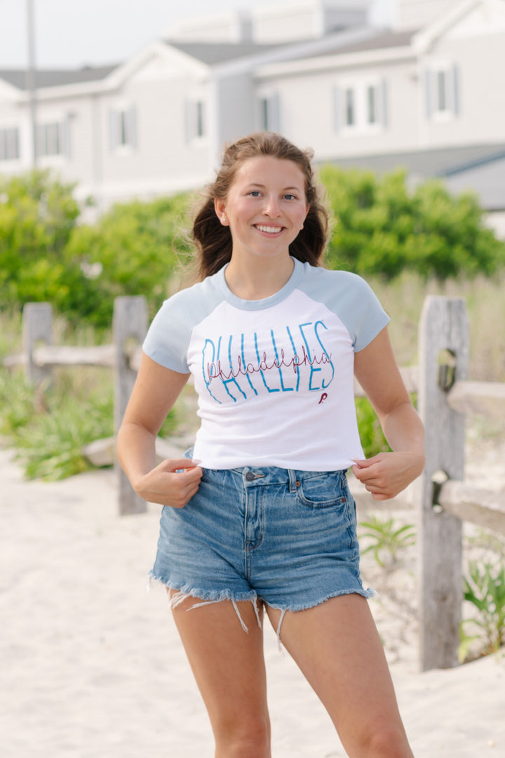 Philadelphia Phillies Light Blue &amp; Maroon Baby Tee
