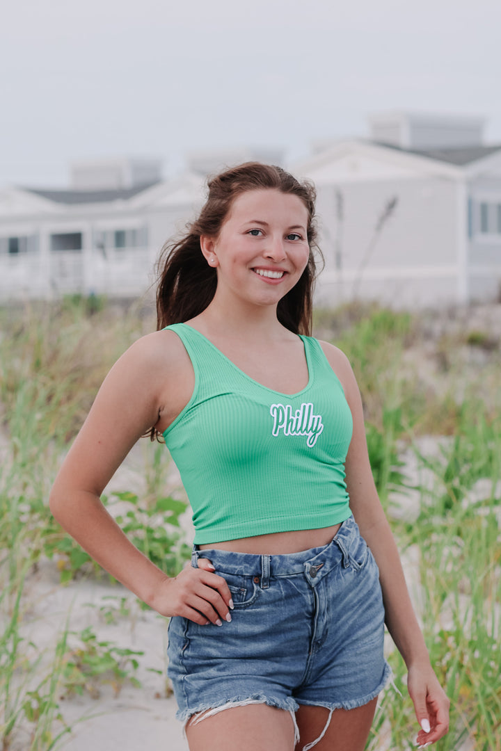 Philly Kelly Patch Ribbed One Size V Neck Tank