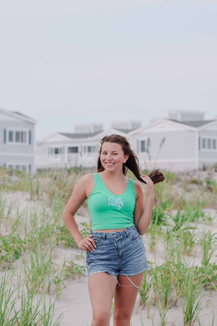 Philly Kelly Patch Ribbed One Size V Neck Tank