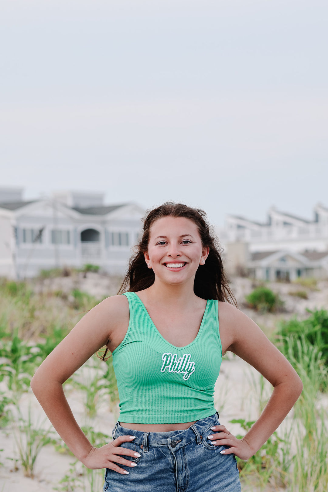 Philly Kelly Patch Ribbed One Size V Neck Tank