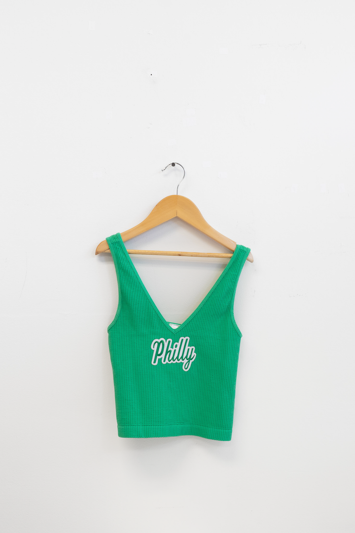 Philly Kelly Patch Ribbed One Size V Neck Tank