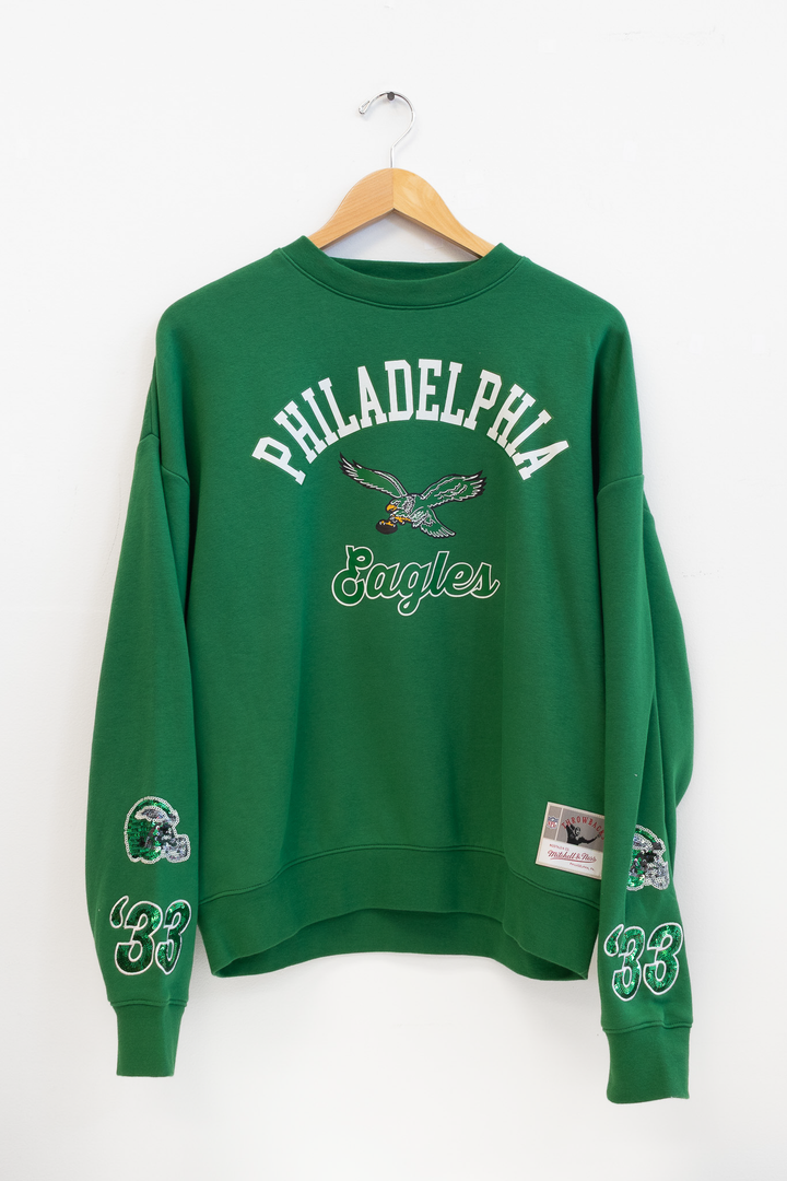 Philadelphia Eagles Kelly Bling Crew Sweatshirt