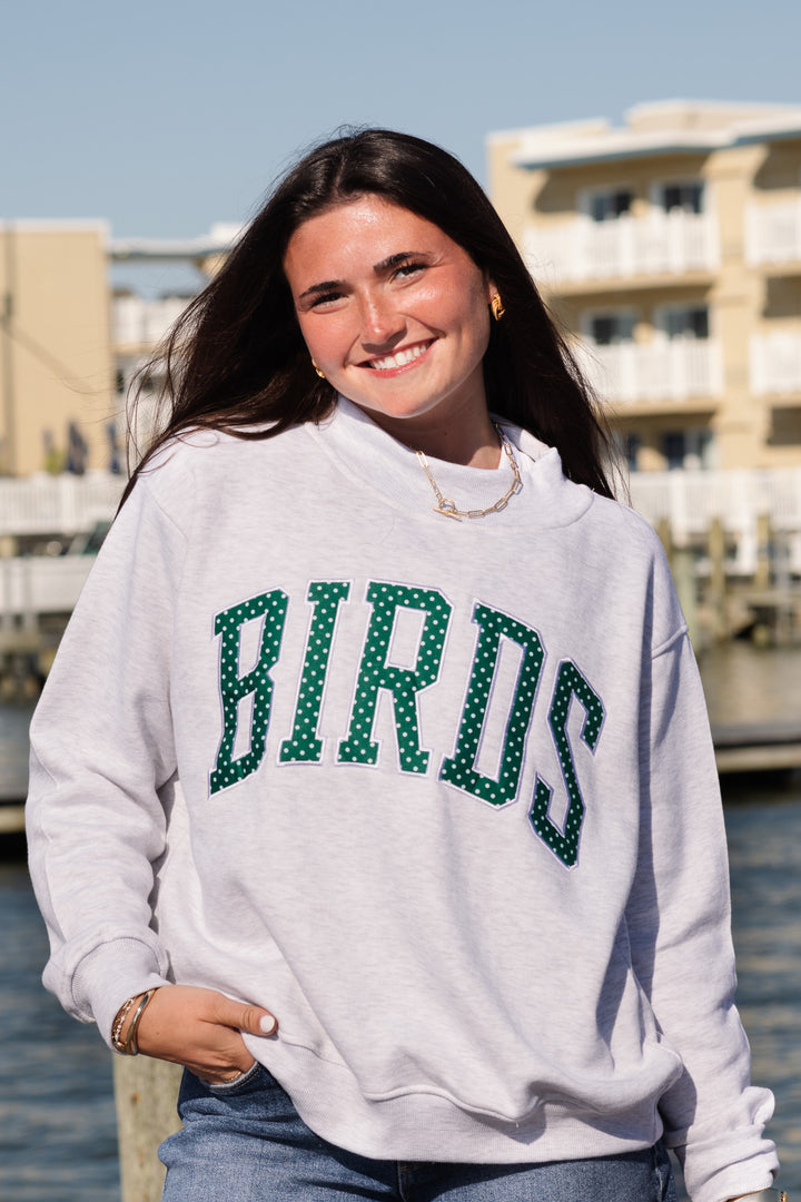Philly Polka Dot Birds Mock Neck Sweatshirt