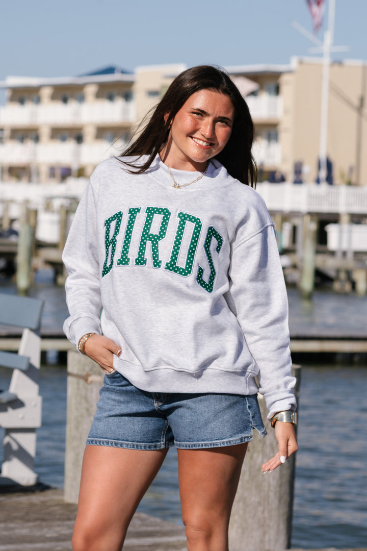 Philly Polka Dot Birds Mock Neck Sweatshirt