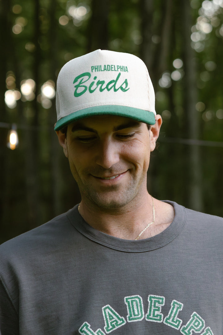 Philly Green Corduroy Birds Hat