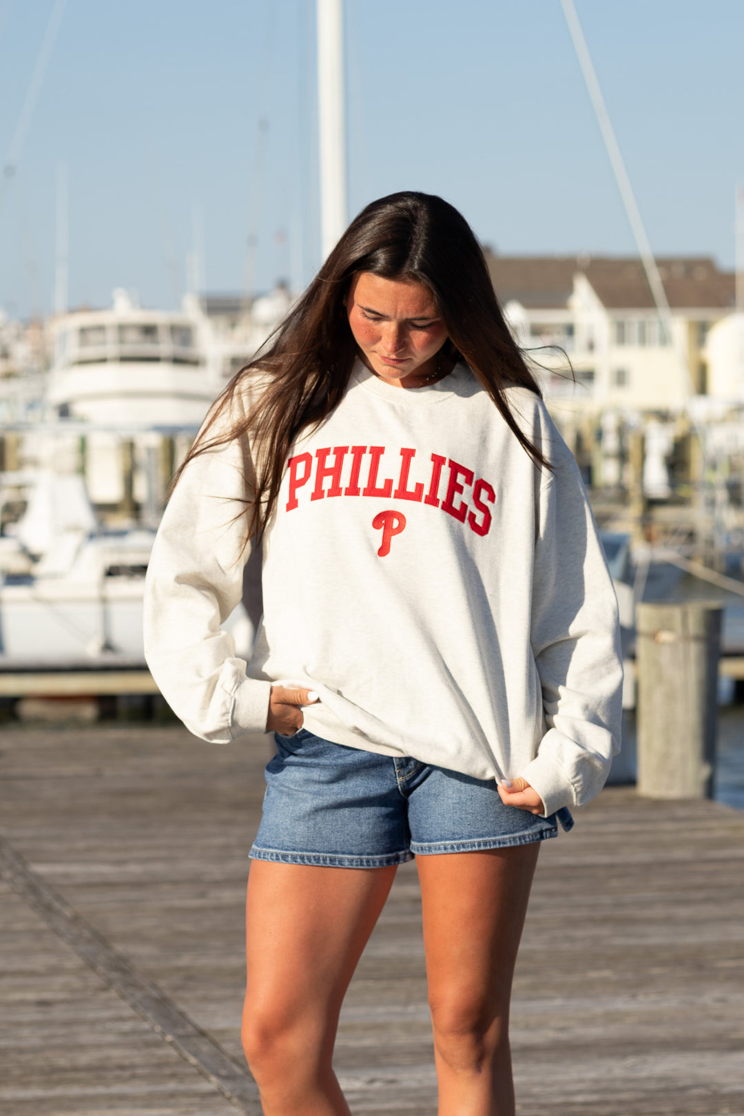 Philadelphia Phillies Oatmeal Embroidered Sweatshirt