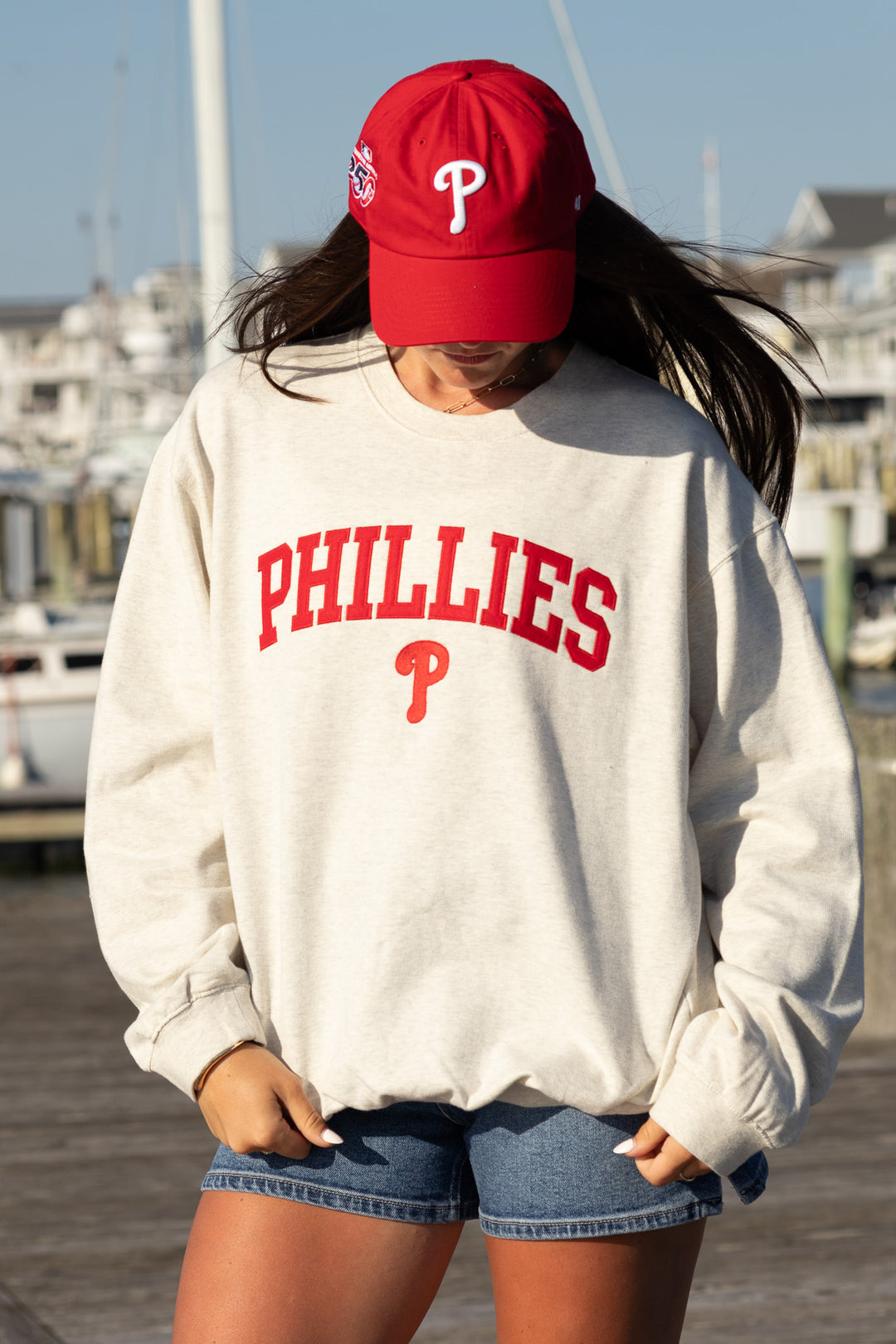 Philadelphia Phillies Oatmeal Embroidered Sweatshirt